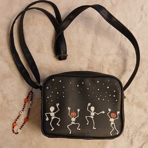 Black Skeleton Dance Crossbody Bag